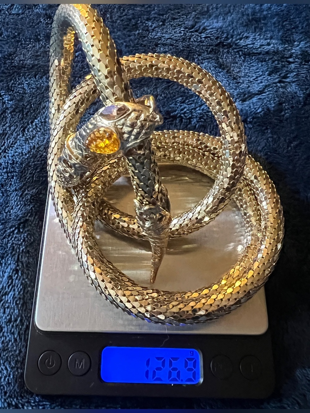 Whiting & Davis Vintage Mesh Snake Belt Necklace Lariat Serpent Signed 46” - Picture 8 of 16